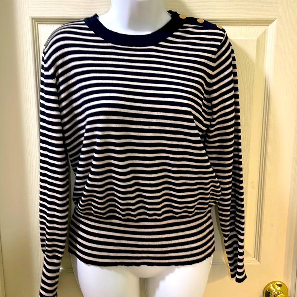 Philosophy black and cream striped sweater. Size medium